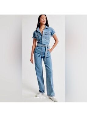 Abercrombie & Fitch Light Blue Denim Jumpsuit